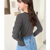 前後2WAY袖くしゅくしゅヘンリーネックボーダーロンT | moment+ | 詳細画像63