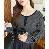 前後2WAY袖くしゅくしゅヘンリーネックボーダーロンT | moment+ | 詳細画像65