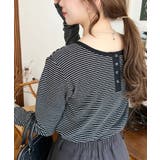 前後2WAY袖くしゅくしゅヘンリーネックボーダーロンT | moment+ | 詳細画像67