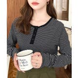 前後2WAY袖くしゅくしゅヘンリーネックボーダーロンT | moment+ | 詳細画像69