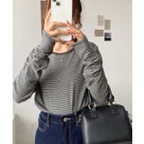 前後2WAY袖くしゅくしゅヘンリーネックボーダーロンT | moment+ | 詳細画像76