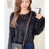 ブラック | 裾バルーンフリンジ長袖プルオーバー | moment+