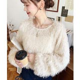 アイボリー | 裾バルーンフリンジ長袖プルオーバー | moment+