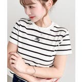 ホワイト系その他 | ワンポイント刺繍半袖チビTシャツ | moment+