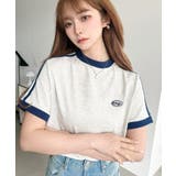 ワンポイント刺繍配色カラーライン半袖Tシャツ綿100%天竺. | moment+ | 詳細画像16