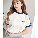 ワンポイント刺繍配色カラーライン半袖Tシャツ綿100%天竺. | moment+ | 詳細画像17