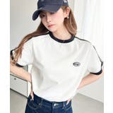 ワンポイント刺繍配色カラーライン半袖Tシャツ綿100%天竺. | moment+ | 詳細画像3