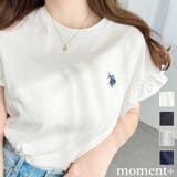U.S.POLO ASSN.ワンポイント刺繍ショルダーフリル Tシャツ | moment+ | 詳細画像1 