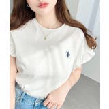 U.S.POLO ASSN.ワンポイント刺繍ショルダーフリル Tシャツ | moment+ | 詳細画像2 