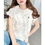 U.S.POLO ASSN.ワンポイント刺繍ショルダーフリル Tシャツ | moment+ | 詳細画像3 