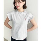 オートミール | U.S.POLO ASSN.ワンポイント刺繍ショルダーフリル Tシャツ | moment+