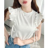 オフホワイト | タックフリルノースリーブTシャツ  | moment+