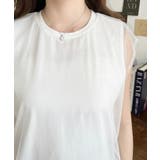 チュールレイヤードノースリーブTシャツ 綿100％天竺. | moment+ | 詳細画像6 