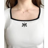 長袖スクエアネックフロントロゴ刺繍袖リボンプルオーバー 綿100％フライス | moment+ | 詳細画像11 