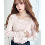 長袖スクエアネックフロントロゴ刺繍袖リボンプルオーバー 綿100％フライス | moment+ | 詳細画像20 