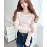 長袖スクエアネックフロントロゴ刺繍袖リボンプルオーバー 綿100％フライス | moment+ | 詳細画像22 