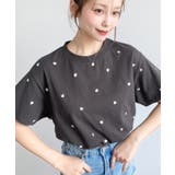 チャコールグレー | ハート刺繍半袖Tシャツ | moment+