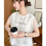 裾ドロストオーガンジーレイヤードプリント半袖Tシャツ | moment+ | 詳細画像2 