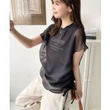 裾ドロストオーガンジーレイヤードプリント半袖Tシャツ | moment+ | 詳細画像24 