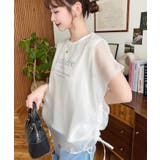 裾ドロストオーガンジーレイヤードプリント半袖Tシャツ | moment+ | 詳細画像3 