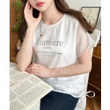 裾ドロストオーガンジーレイヤードプリント半袖Tシャツ | moment+ | 詳細画像6 