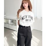 ロゴプリント＆フラワー刺繍Tシャツ 綿100%天竺 | moment+ | 詳細画像14 