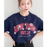 ロゴプリント＆フラワー刺繍Tシャツ 綿100%天竺 | moment+ | 詳細画像19 