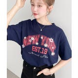 ロゴプリント＆フラワー刺繍Tシャツ 綿100%天竺 | moment+ | 詳細画像21 