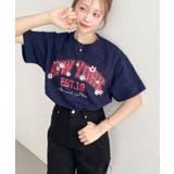 ロゴプリント＆フラワー刺繍Tシャツ 綿100%天竺 | moment+ | 詳細画像22 