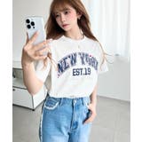 ロゴプリント＆フラワー刺繍Tシャツ 綿100%天竺 | moment+ | 詳細画像4 