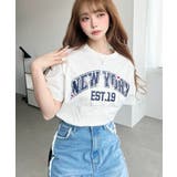 ロゴプリント＆フラワー刺繍Tシャツ 綿100%天竺 | moment+ | 詳細画像6 