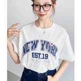 ロゴプリント＆フラワー刺繍Tシャツ 綿100%天竺 | moment+ | 詳細画像8 