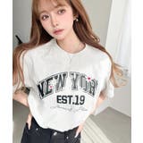 オートミール | ロゴプリント＆フラワー刺繍Tシャツ 綿100%天竺 | moment+