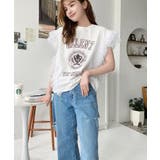 チュールフリルカレッジプリントTシャツ | moment+ | 詳細画像10