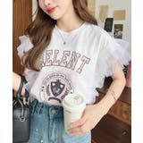 チュールフリルカレッジプリントTシャツ | moment+ | 詳細画像2