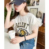 チュールフリルカレッジプリントTシャツ | moment+ | 詳細画像24
