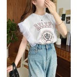 チュールフリルカレッジプリントTシャツ | moment+ | 詳細画像3