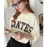 ビジュー＆フラワーモチーフ付きカレッジロゴプリント半袖Tシャツ | moment+ | 詳細画像12 