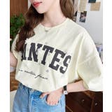 ビジュー＆フラワーモチーフ付きカレッジロゴプリント半袖Tシャツ | moment+ | 詳細画像17 