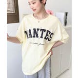 ビジュー＆フラワーモチーフ付きカレッジロゴプリント半袖Tシャツ | moment+ | 詳細画像21 