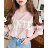 ビジュー＆フラワーモチーフ付きカレッジロゴプリント半袖Tシャツ | moment+ | 詳細画像23 