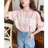 ビジュー＆フラワーモチーフ付きカレッジロゴプリント半袖Tシャツ | moment+ | 詳細画像24 