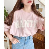 ビジュー＆フラワーモチーフ付きカレッジロゴプリント半袖Tシャツ | moment+ | 詳細画像25 
