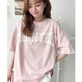 ビジュー＆フラワーモチーフ付きカレッジロゴプリント半袖Tシャツ | moment+ | 詳細画像29 