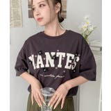 ビジュー＆フラワーモチーフ付きカレッジロゴプリント半袖Tシャツ | moment+ | 詳細画像36 