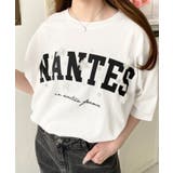 ビジュー＆フラワーモチーフ付きカレッジロゴプリント半袖Tシャツ | moment+ | 詳細画像9 