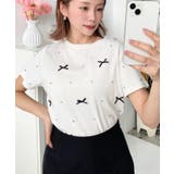 バックハートカットリボンビジュー半袖Tシャツ | moment+ | 詳細画像11 