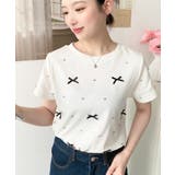 バックハートカットリボンビジュー半袖Tシャツ | moment+ | 詳細画像15 