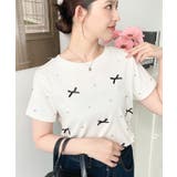 バックハートカットリボンビジュー半袖Tシャツ | moment+ | 詳細画像16 