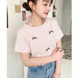 バックハートカットリボンビジュー半袖Tシャツ | moment+ | 詳細画像20 